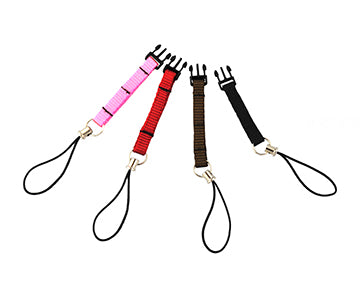 Photo of four quick-release loop adapters in different colours of webbing