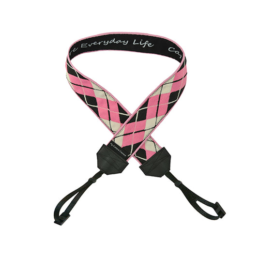 Pink, White and Black Argyle DSLR Camera Strap