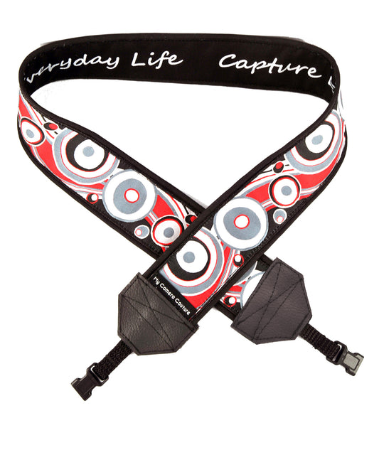 Black, Red and Grey Retro Hoops DSLR Camera Strap