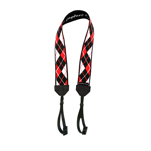 Black, White and Red Argyle DSLR Camera Strap