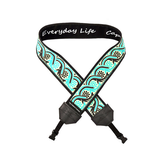 Blue and Black Waves DSLR Camera Strap with quick-release webbing