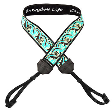 Blue and Black Waves DSLR Camera Strap with standard webbing attachment straps