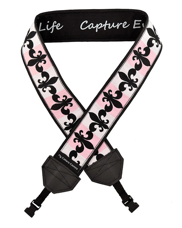 Pink Fleur-de-Lis DSLR Camera Strap