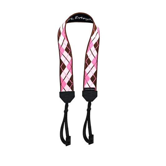 Dark and Light Pink and Brown Argyle DSLR Camera Strap