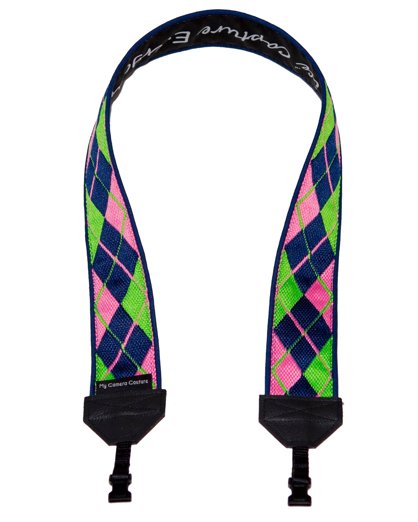 Blue, Green and Pink Argyle DSLR Camera Strap