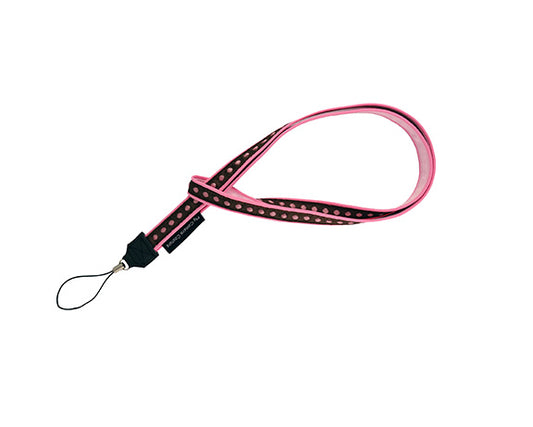 Pink dots on Brown Neck Lanyard