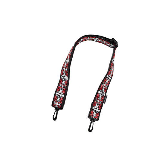 Red and White Scrolls Large Bag Strap