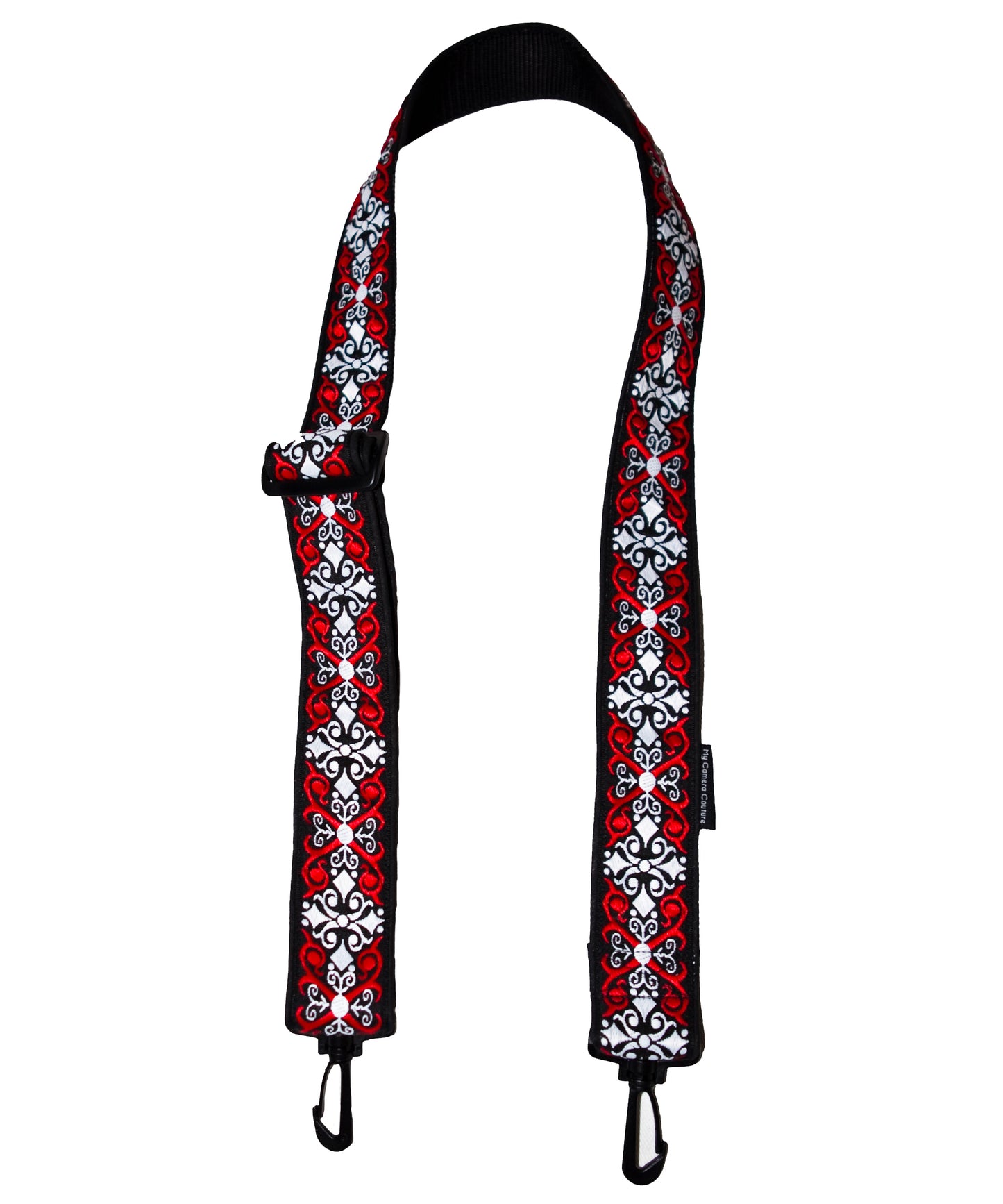 Red and White Scrolls Large Bag Strap