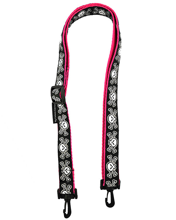 Pink and Black Death Heads Small Bag Strap