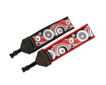 Red, Grey and Black Retro Hoops Wrist Strap