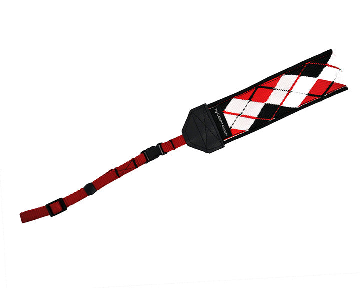 Black, Red and White Argyle Wrist Strap