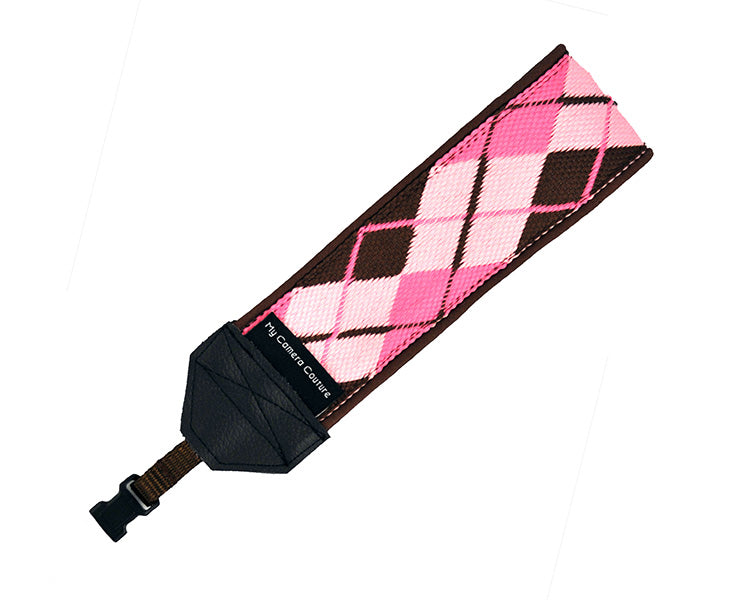 Pink and Brown Argyle Wrist Strap