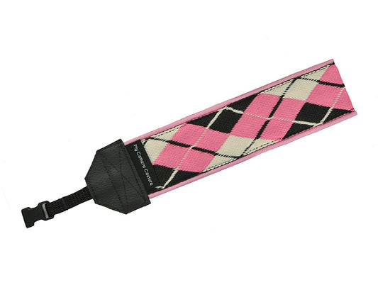 Pink, White and Black Argyle Wrist Strap