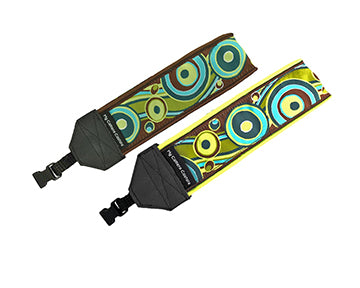 Aqua, Green and Brown Retro Hoops Wrist Strap