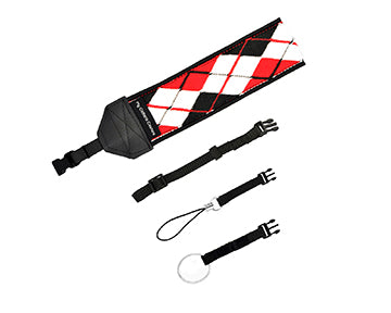 Red, white and black shoulder and wrist strap bundle