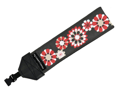 Red and White Flowers Wrist Strap