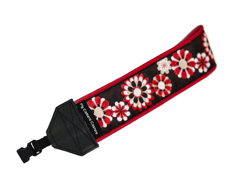 Red and White Flowers Wrist Strap