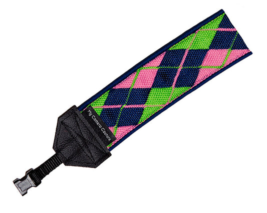 Blue, Green and Pink Argyle Wrist Strap